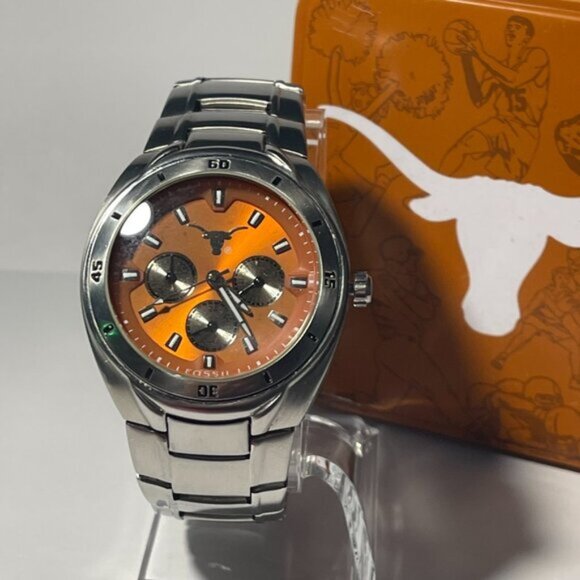 Texas Longhorns NCAA Stainless-Steel Chronograph Men's Watch by Fossil NEW - Picture 1 of 8